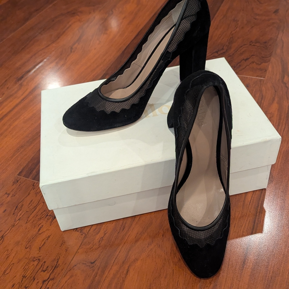 Chloe Black Women's Pumps suede mesh size 36.5